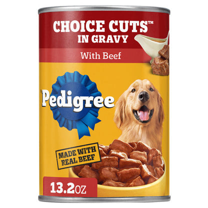Pedigree Choice Cuts In Gravy Adult Canned Soft Wet Dog Food With Beef, 13.2 oz. Can