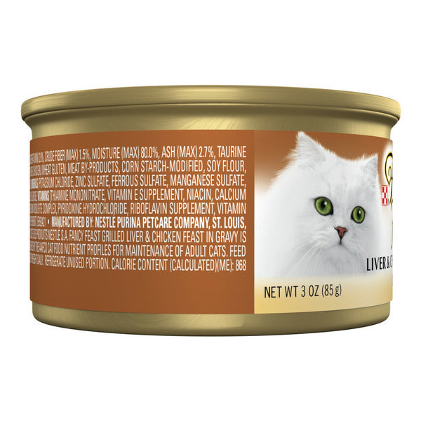 Purina Fancy Feast Grilled Wet Cat Food Liver and Chicken Feast in Wet Cat Food Gravy