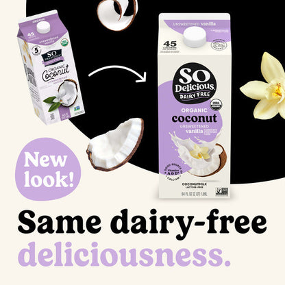 So Delicious Dairy Free Organic Coconutmilk, Unsweetened Vanilla, Vegan, Gluten Free, Lactose Free Plant Based Milk Alternative, 64 fl oz Carton  DestGlow
