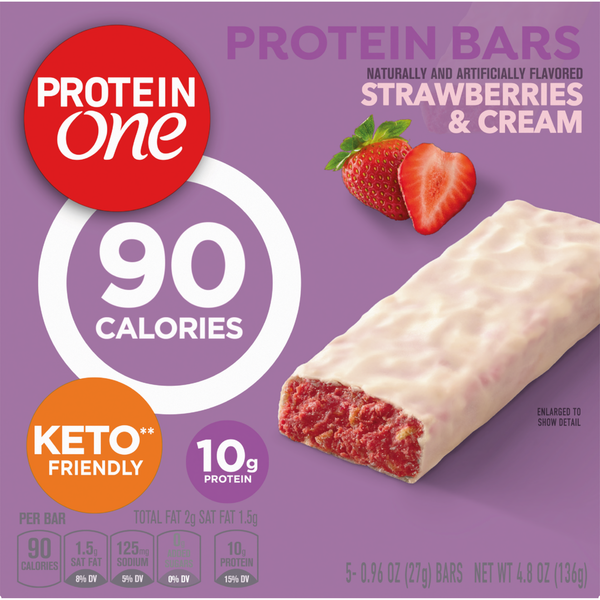 Protein One 90 Calorie Strawberries and Cream Keto Friendly Protein Bars  DestGlow