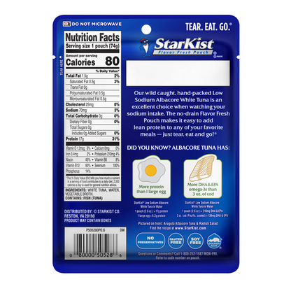 StarKist Low Sodium Wild Caught Albacore White Tuna in Water