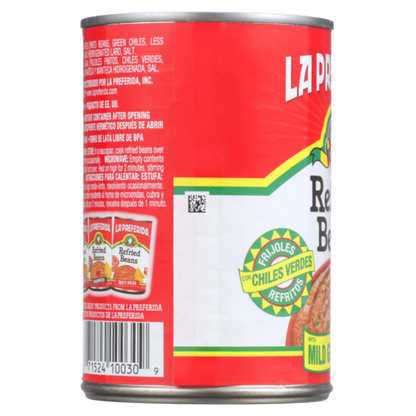 La Preferida Refried Beans with Mild Green Chiles (con Chiles Verdes)