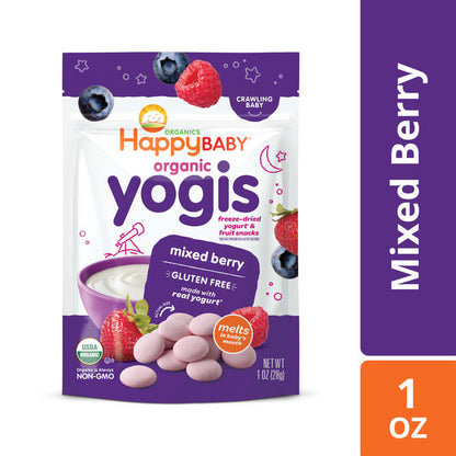 Happy Baby Organics Yogis Freeze-Dried Yogurt &amp; Fruit Snacks Mixed Berry