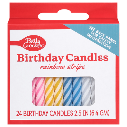 Betty Crocker Rainbow Stripe Birthday Candles  DestGlow