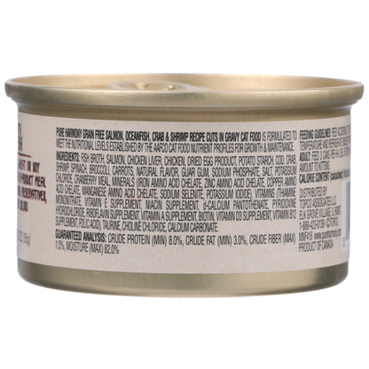 Pure Harmony Grain Free Salmon, Oceanfish, Crab &amp; Shrimp Recipe Cuts In Gravy Cat Food