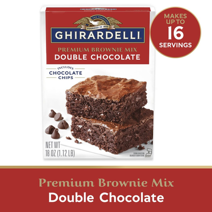 GHIRARDELLI Double Chocolate Premium Brownie Mix, Includes Chocolate Chips