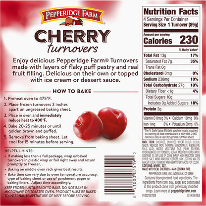Pepperidge Farm Frozen Cherry Turnovers Pastries