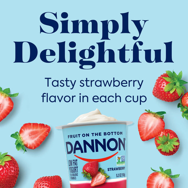 Dannon Fruit on the Bottom Strawberry Low Fat Yogurt, Gluten Free Snacks with Real Strawberry Pieces, Good Source of Calcium and Vitamin D, 5.3 OZ Yogurt Container  DestGlow