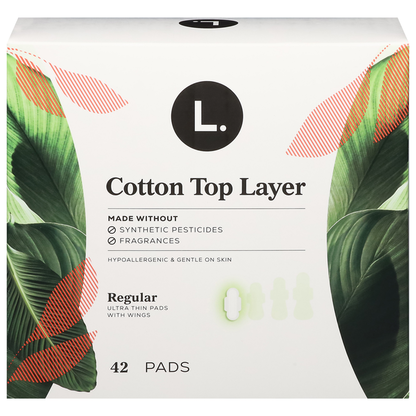 L. Thin Pads, with Wings, Regular, Cotton Top Layer  DestGlow