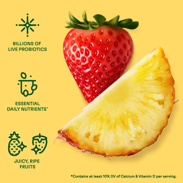 Activia Fiber Strawberry and Pineapple Probiotic Yogurt, Delicious Low Fat Yogurt Cups with Prebiotics to Help Support Gut Health, Variety Pack, 4 oz, 12 Count