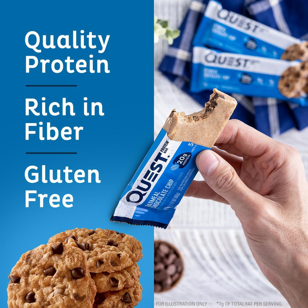 Quest Protein Bar, Oatmeal Chocolate Chip Flavor  DestGlow