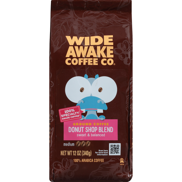 Wide Awake Medium Roast Donut Shop Blend 100% Arabica Ground Coffee  DestGlow