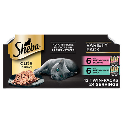 SHEBA PERFECT PORTIONS Perfect Portions Wet Cat Food Cuts in Gravy Variety Pack, 2.6 oz. Twin-Pack Trays (12 Count)  DestGlow