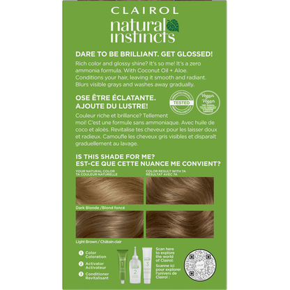 Clairol 7A Dark Cool Blonde Zero Ammonia Vegan Hair Color with Coconut Oil + Aloe  DestGlow