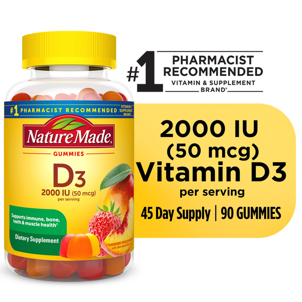 Nature Made Vitamin D3 2000 IU (50 mcg) per serving Gummies  DestGlow