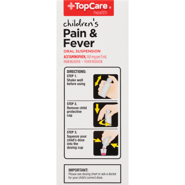 TopCare Pain &amp; Fever, 160 mg, Oral Suspension, Bubble Gum Flavor, Children&
