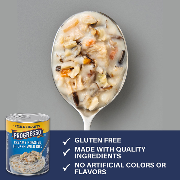 Progresso Rich &amp; Hearty, Creamy Roasted Chicken Wild Rice Canned Soup, Gluten Free