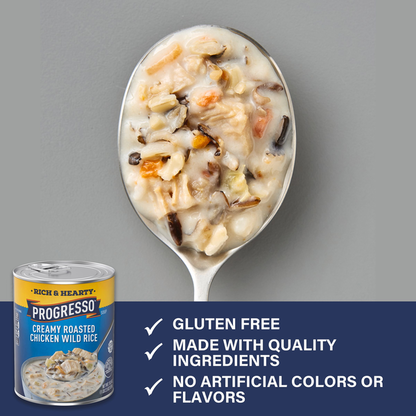 Progresso Rich &amp; Hearty, Creamy Roasted Chicken Wild Rice Canned Soup, Gluten Free