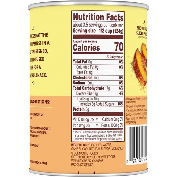 Del Monte Brown Sugar Sliced Peaches in Extra Light Syrup  DestGlow