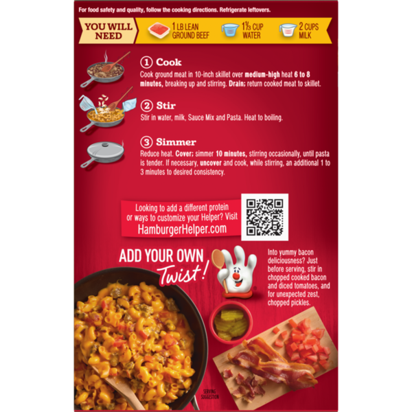 Hamburger Helper Double Cheeseburger Macaroni, Creamy &amp; Cheesy Sauce