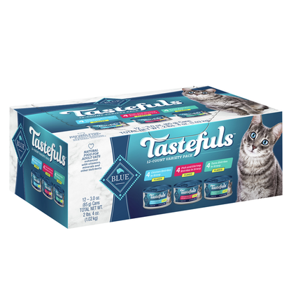 Blue Buffalo Tastefuls Natural Flaked Wet Cat Food Variety Pack, Tuna, Chicken, Fish &amp; Shrimp