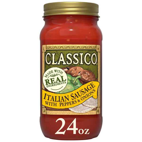 Classico Italian Sausage Spaghetti Pasta Sauce with Tomato, Peppers &amp; Onions
