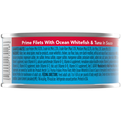 Purina Friskies Wet Cat Food, Prime Filets With Ocean Whitefish &amp; Tuna in Sauce
