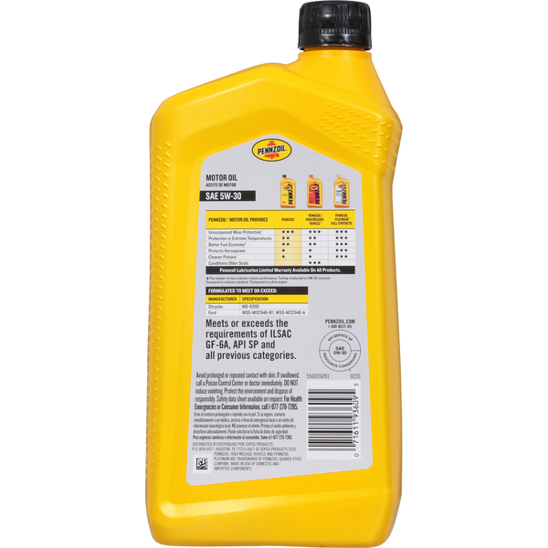 Pennzoil Motor Oil, SAE 5W-30  DestGlow