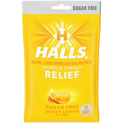 Halls Relief Honey Lemon Sugar Free Cough Drops 2.73 oz