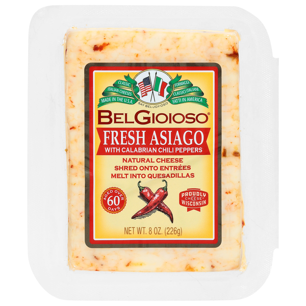 BelGioioso Natural Fresh Asiago with Calabrian Chili Peppers Cheese  DestGlow