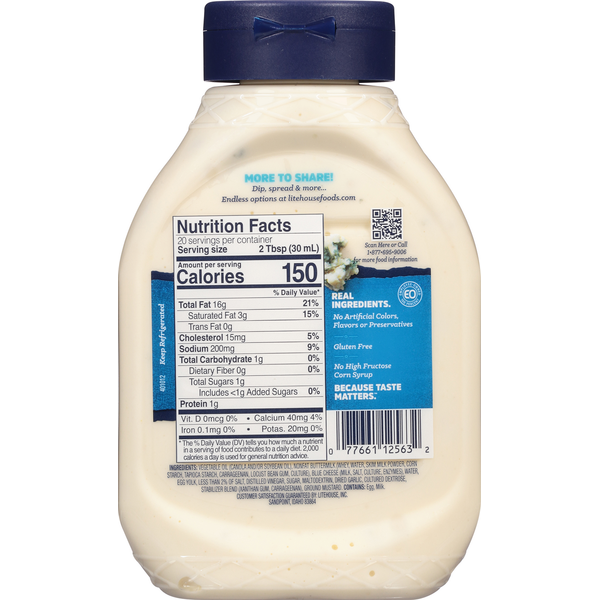 Litehouse Dressing &amp; Dip, Original Blue Cheese, Family Size  DestGlow