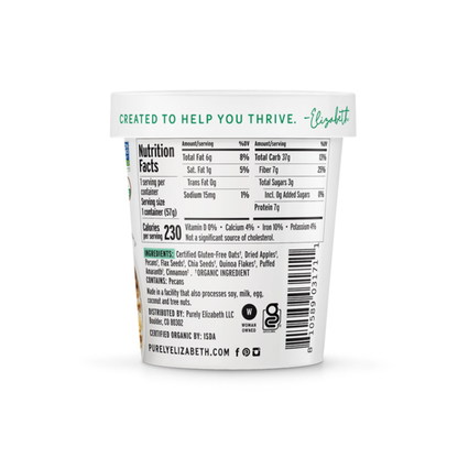 Purely Elizabeth Apple Cinnamon Superfood Oatmeal Cup, Organic