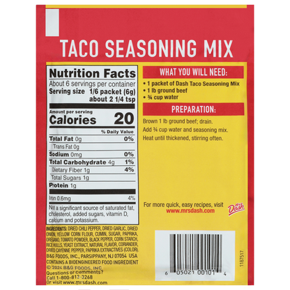 Dash Salt-Free Taco Seasoning Mix