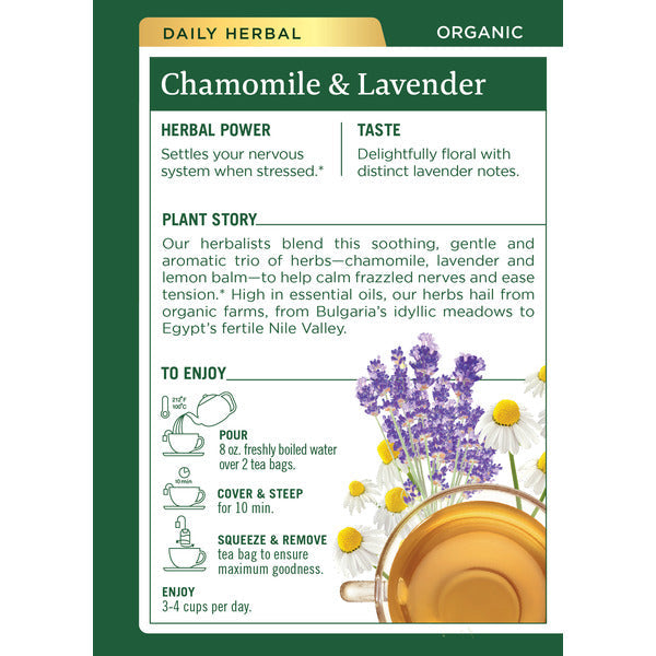 Traditional Medicinals Organic Chamomile with Lavender, Caffeine Free Herbal Tea  DestGlow