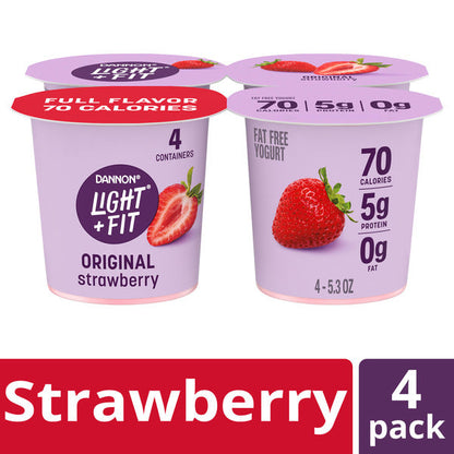 Dannon Light + Fit Original Strawberry Nonfat Yogurt Cups 4 ct