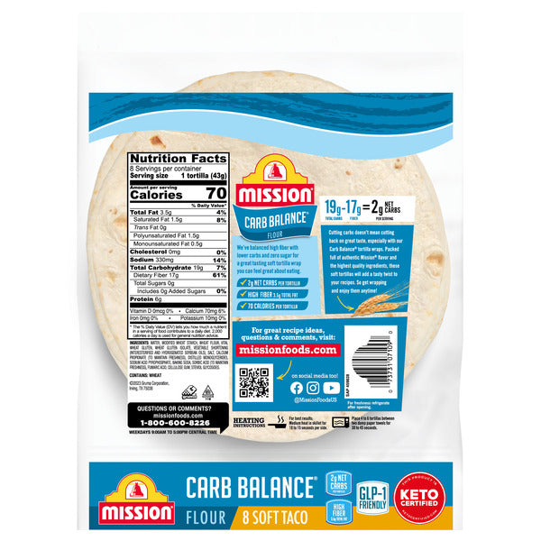 Mission Carb Balance Soft Taco Flour Tortillas  DestGlow