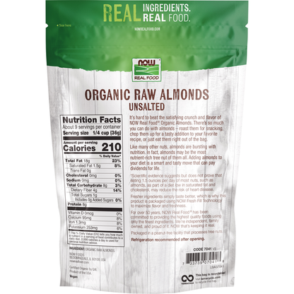 NOW Real Food Almonds, Organic, Raw, Unsalted