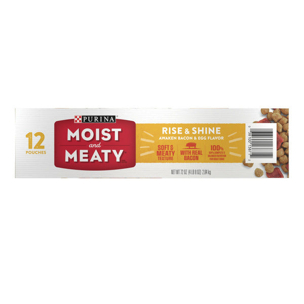 Purina Moist &amp; Meaty Rise and Shine Awaken Bacon and Egg Flavor Soft Dog Food Pouches  DestGlow