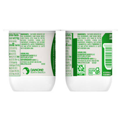 Activia Blueberry Probiotic Yogurt, Delicious Low Fat Yogurt Cups to Help Support Gut Health, 4 oz, 4 Count