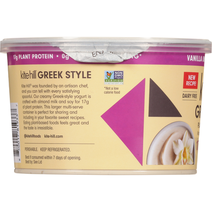 Kite Hill Yogurt, Plant-Based, Greek Style, Vanilla, Unsweetened
