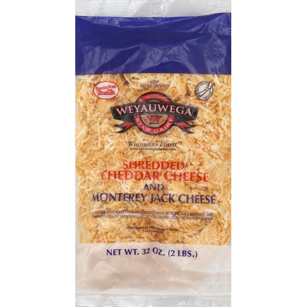 Weyauwega Star Dairy Shredded Cheese, Cheddar and Monterey Jack  DestGlow
