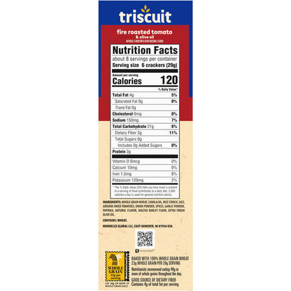 Triscuit Fire Roasted Tomato &amp; Olive Oil Whole Grain Wheat Crackers, Lunch Snacks