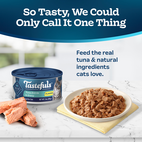 Blue Buffalo Tastefuls Natural Flaked Wet Cat Food, Tuna Entrée in Gravy