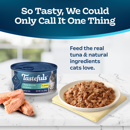 Blue Buffalo Tastefuls Natural Flaked Wet Cat Food, Tuna Entrée in Gravy