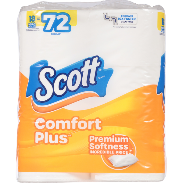 Scott Comfort Plus One-Ply Unscented Mega Rolls Bathroom Tissue  DestGlow