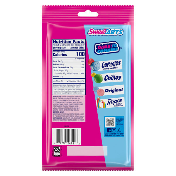 SweeTARTS Ropes Candy Cherry Punch Soft And Chewy  DestGlow