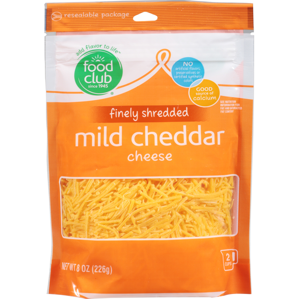 Food Club Finely Shredded Cheese, Mild Cheddar  DestGlow