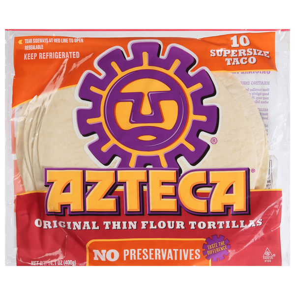 Azteca Tortillas, Original Thin Flour, Supersize Taco  DestGlow