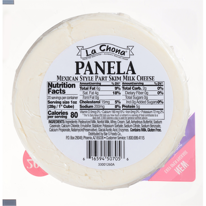 La Chona Panela Mexican Style Part Skim Milk Cheese