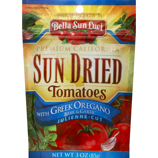 Bella Sun Luci Tomatoes, Sun Dried, Basil &amp; Garlic, Julienne-Cut  DestGlow